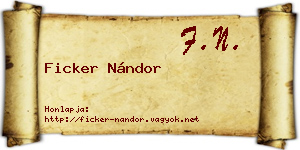 Ficker Nándor névjegykártya