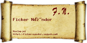 Ficker Nándor névjegykártya